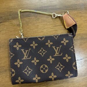 Monogram Canvas Wristlet with Gold Chain